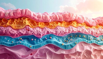 Layered abstract image with pastel colors depicting tissue or other structures