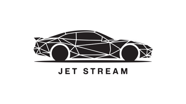 Sleek geometric car design evokes speed and modern technology, perfect for automotive branding and innovative transportation concepts, a dynamic logo representing streamlined efficiency