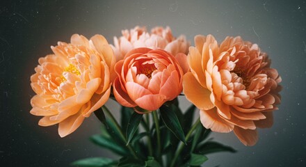 Stunning bouquet of peach peonies in full bloom brings an elegant, vibrant touch to any project, perfect for adding warmth and beauty to your designs