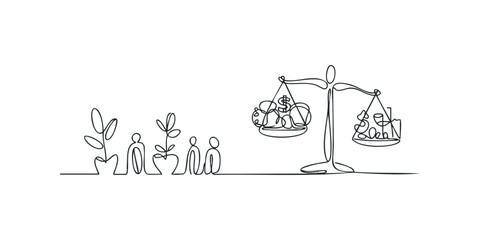 Abstract line drawing showing growth and financial balance