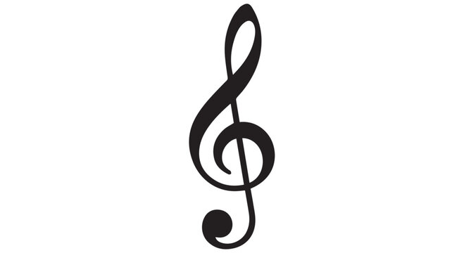 A single black treble clef symbol isolated on transparent background