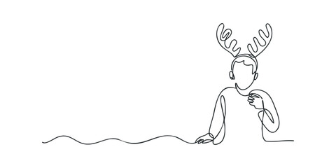 Fototapeta premium Person wearing reindeer antlers with hands visible