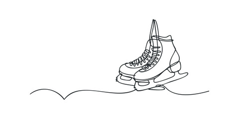 Fototapeta premium One line drawing of ice skates on white
