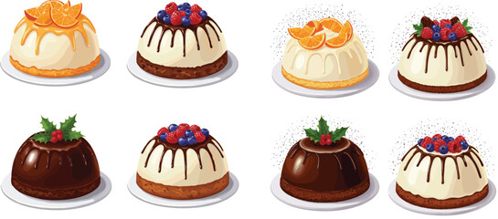 Luxury Collection of Christmas Puddings and Festive Cakes with Fruit Topping