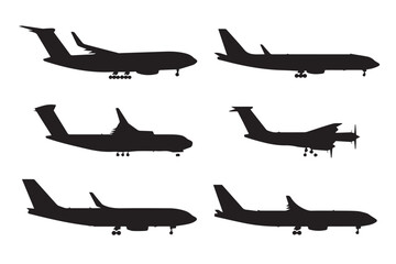 military bomber silhouettes vector pack, aircraft profile comparison for designers and educators, ai eps jpeg png