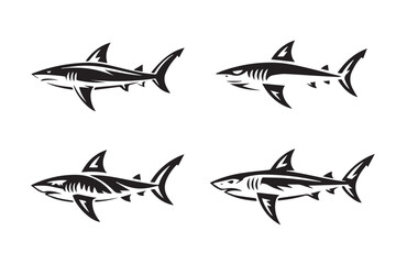 shark silhouettes tribal vectors eps ai scalable designs for branding and prints