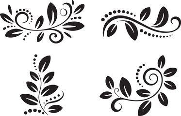black ornamental floral vector pack decorative swirls leaves filigree motifs seamless accents