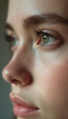 Fototapeta premium Close-up of a young woman's captivating green eyes