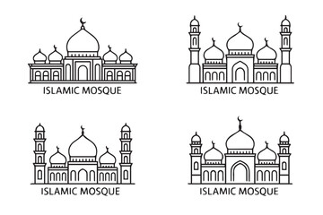 black and white mosque icons islamic architecture outlines editable vector ai eps png jpeg