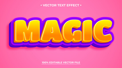 Fototapeta premium Vibrant 3D MAGIC Text Effect with Orange Purple and Pink Background
