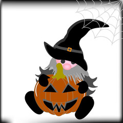 halloween pumpkin with  gnome