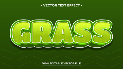 Vibrant Green Grass Text Effect with White Outline and Shadow on Dark Green Background