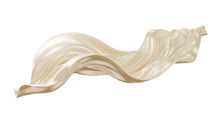 Flowing silk fabric in a graceful curve isolated on transparent background