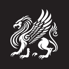 Obraz premium Lion heraldic symbol isolated on black background. Vector illustration