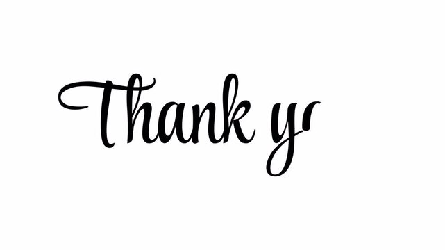 Hand drawn cursive thank you phrase suitable for elegant greeting cards, wedding invitations, and social media posts for expressing gratitude.