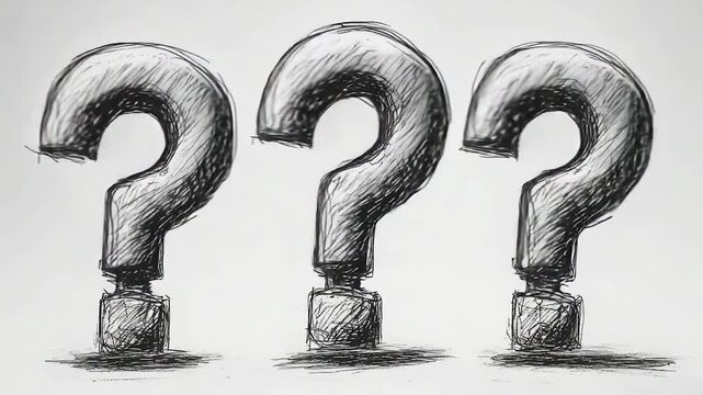 Three question marks written on a piece of paper, often used for uncertainty or inquiry