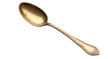 Antique silver spoon isolated on transparent background