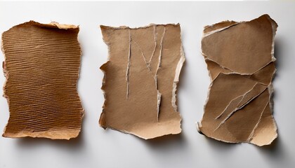 Three Pieces Of Textured Torn Paper