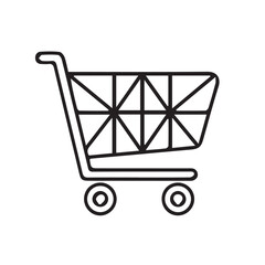 Minimalist line art shopping cart icon, featuring a distinctive geometric pattern within the basket, representing online retail, e-commerce, purchasing, and consumer goods for modern digital designs