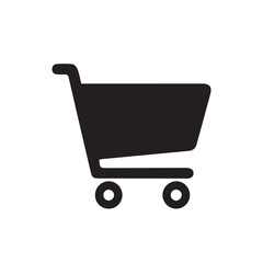 Black shopping cart icon silhouette isolated on a white background. Simple flat vector symbol for online store, e-commerce, and retail purchase