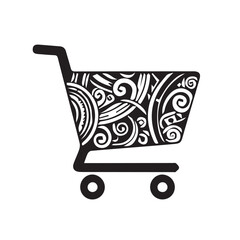 Shopping Cart Design with Swirls and Spirals