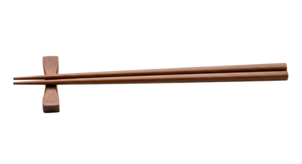 Wooden chopsticks with chopstick rest isolated on transparent background, a traditional eating utensil used in asian cuisine for enjoying meals