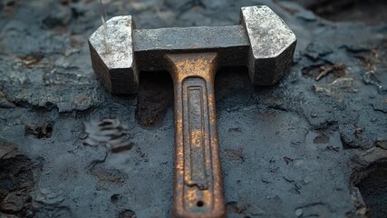 A hammer lying on the ground - Powered by Adobe