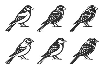 Minimalist sparrow outline icon set