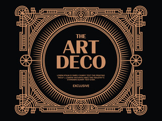 Retro art deco badge and frame collection with thin geometric lines, vintage luxury vector ornament design