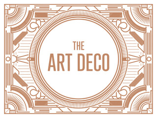 Art deco vintage geometric frame and badge with linear thin lines for retro vector design illustration