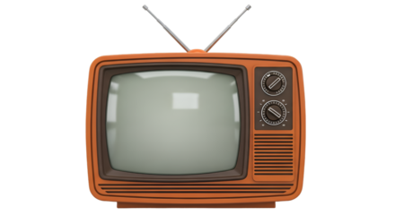 Retro Orange Television with Antenna and Knobs vintage