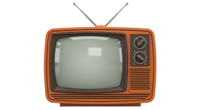 Retro Orange Television with Antenna and Knobs vintage