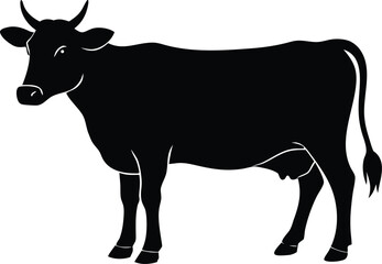 Domestic cattle silhouette. Dairy or beef farming vector graphic