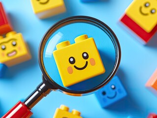 Exploring joyful creativity child playing with colorful bricks in a bright playroom capturing imagination and fun in close-up