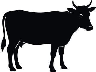 Cow silhouette vector icon. Farm animal and livestock symbol