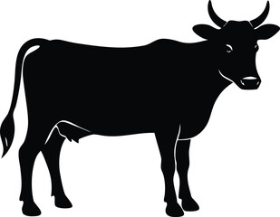 Brahman cow silhouette. Farm livestock animal vector icon.