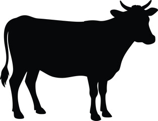 Brahman cow silhouette. Farm livestock animal vector icon.