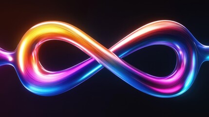 Dynamic infinity symbol design abstract art digital graphics vibrant color palette eye-level view modern concept