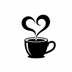 Coffee Cup with Heart Shaped Steam Illustration for Love and Warmth