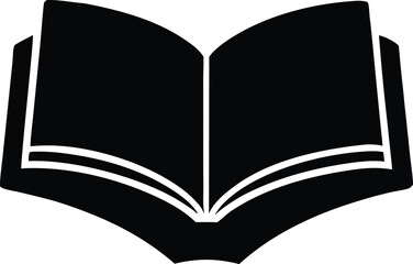 Open book silhouette icon. Reading, library, or learning graphic vector
