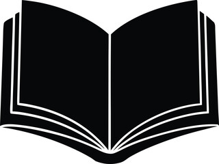 Open book silhouette icon. Reading, library, or learning graphic vector