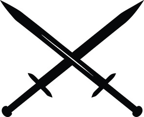 Two crossed blades icon. War, conflict, or protection symbol vector