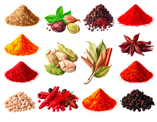 illustration of various culinary spices from around the world