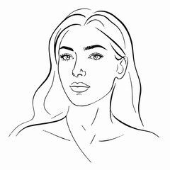 Elegant Woman Face Line Art Portrait Vector