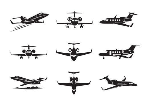 Private jet icon, Private jet solid vector