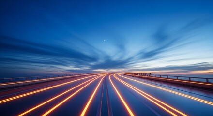 Obraz premium Long exposure night road highway with motion blur