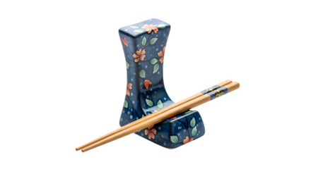 Chopsticks rest with floral pattern isolated on transparent background, a beautiful and functional addition to your asian dining experience