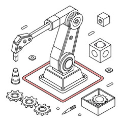 Vector art of isometric robotic arm on