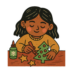 PNG Child crafting festive decorations