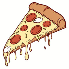 Vector art of pepperoni pizza slice with dripping cheese